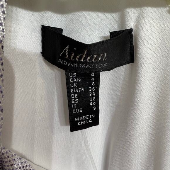 Aidan By Aidan Mattox Lavender Metallic One Shoulder Maxi Gown Sz 4 NWT - Picture 5 of 14